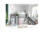 Spielbett Pino inkl. Rutsche mit Textilset Vorhang und Tunnel versch. Designs