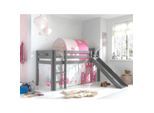 Spielbett Pino inkl. Rutsche mit Textilset Vorhang und Tunnel versch. Designs