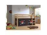 Halbhohes Bett PINO, mit Textilset "Caribian Pirate", Ausf. Kiefer massiv versch. Farben