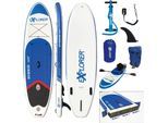 EXPLORER Inflatable SUP-Board Hybrid 10.6 Doppelkammer Komplettset, (9 tlg), mit Paddel, Kajaksitz, Pumpe, Fangleine, Packsack, blau|weiß