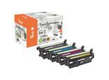 Peach HP 507 A 5 Toner (2*bk, c/m/y) ersetzt HP No. 507A, CE400A*2, CE401A, CE402A, CE403A für z.B. HP LaserJet Enterprise 500 color M 551 dn (wiederaufbereitet)