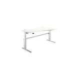 Schreibtisch Komfort, elektrisch höhenverstellbar, Freiform, Ansatz rechts, C-Fuss, B 1800 x T 1000/800 x H 655-1305 mm, weiss/weissalu