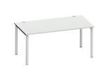 Schäfer Shop Genius Schreibtisch MODENA FLEX, 4-Fuss-Rundrohr, B 1600 x T 800 mm, lichtgrau/weissalu