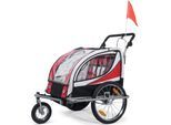 SAMAX 360° drehbarer Fahrradanhänger 2in1 Jogger - in Rot - Silver Frame