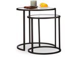 Table basse d'appoint gigogne lot de 2, Tables de nuit ronde, Tables de chevet, HxLxP : 50,5 x 50 x 50cm, noir - Relaxdays