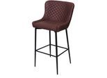 Tabouret de bar HHG 062, pour comptoir, métal, vintage, avec repose-pied tissu / textile marron - brown