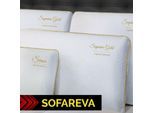 Sofareva - Oreiller Confort Gold 60x60cm Memoire de forme (45 kg/m3) Finition brodee Maintien parfait de la nuque - blanc