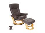 MCA Relaxsessel Halifax, Fernsehsessel Hocker, Echtleder 130kg belastbar ~ braun, naturbraun