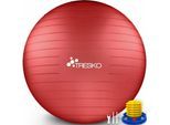 Tresko - Ballon Fitness Yoga Balle d'Exercice Antidérapant Balle Gymnastique avec Pompe 300 kg avec pompe à air Rouge 85cm