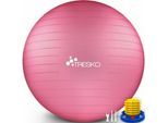 Ballon Fitness Yoga Balle d'Exercice Antidérapant Balle Gymnastique avec Pompe 300 kg avec pompe à air Rose 55cm - Tresko