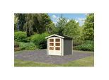 Karibu Gartenhaus "Asaba 2" SET terragrau mit Boden, Dachschindeln schwarz