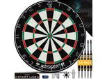 KESSER® Dartscheibe Sisal mit 9 Dartpfeile Professional Dartboard + 21 Pro Flights + Zubehör Steeldart Offizielles Dartscheibe 9 Pfeilen Metallspitze Profi Steeldartscheibe - Dartboard inkl. Montageset