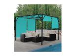 Pergola Beja, Garten Pavillon Terrassenüberdachung, stabiles 6cm-Stahl-Gestell + Schiebedach türkis-blau ~ 3x3m