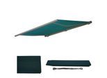Ersatz-Bezug für Markise H123, Vollkassette Ersatzbezug Sonnenschutz 4,5x3m ~ Polyester blau-grün