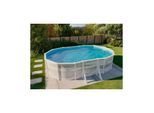 Poolcrew Steel Frame Pool Seeland, Stahlwand Aufstellpool, 610 x 375 x 132 cm oval, inkl. Sandfilteranlage, Folie und Leiter, Schwimmbecken - Weiß