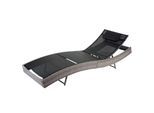Sonnenliege Phoenix, Relaxliege Gartenliege Liege, Poly-Rattan ~ grau, Bezug schwarz