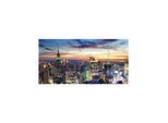 LED-Bild, Leinwandbild Wandbild Leuchtbild, Timer MVG-zertifiziert ~ 100x50cm New York, flackernd