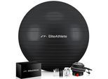 EliteAthlete® Gymnastikball Sitzball Büro ergonomisch mit Anti Burst System - Fitness Yoga Pilates Schwangerschaft - Schwangerschaftsball Fitnessball Yogaball - Yoga Ball inkl. Luftpumpe - Black 55cm