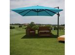 Gastronomie-Ampelschirm MCW-A96, Sonnenschirm, 3x3m (Ø4,24m) Polyester/Alu 23kg ~ türkis ohne Ständer