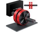 EliteAthlete® Bauchroller Bauchmuskeltrainer - Bauchtrainer für Zuhause - Bauch Weg Abdominal Trainer - AB Wheel Roller inkl. gepolsterter Kniematte - Rot