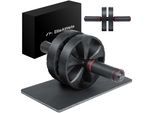 EliteAthlete® Bauchroller Bauchmuskeltrainer - Bauchtrainer für Zuhause - Bauch Weg Abdominal Trainer - AB Wheel Roller inkl. gepolsterter Kniematte - Schwarz