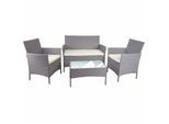 Poly-Rattan Garten-Garnitur MCW-D82, Sitzgruppe Lounge-Set ~ grau mit Kissen creme