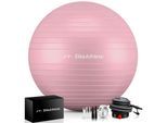 EliteAthlete® Gymnastikball Sitzball Büro ergonomisch mit Anti Burst System - Fitness Yoga Pilates Schwangerschaft - Schwangerschaftsball Fitnessball Yogaball - Yoga Ball inkl. Luftpumpe - Peach 55cm