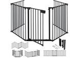 KESSER® Kaminschutzgitter mit Tür Metall Ofenschutzgitter Laufgitter Laufstall Absperrgitter Tierschutzgitter Türschutzgitter für Kinder-Sicherung