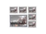Bilderrahmen Set H248, Fotorahmen Holzrahmen, 5x 19x24cm 1x 36x51cm Shabby Landhaus ~ weiß
