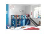 Spielbett Pino inkl. Rutsche mit Textilset Vorhang und 3 Taschen versch. Designs