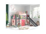 Spielbett Pino inkl. Rutsche mit Textilset Vorhang, Tunnel und 3 Taschen versch. Designs
