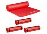 Relaxdays - 4 x Yogamatte, 1 cm dick, für Pilates, Fitness, gelenkschonend, mit Tragegurt, Gymnastikmatte 60 x 180 cm, rot