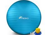 Tresko - Ballon Fitness Yoga Balle d'Exercice Antidérapant Balle Gymnastique avec Pompe 300 kg avec pompe à air Bleu 65cm