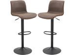 Lot de 2 tabourets de bar Vintage réglable pivotant avec repose-pied pu marron surpiqûre orange