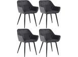 CLP 4er Set Esszimmerstühle Emia Mit Samtbezug I Polsterstuhl Mit Metallgestell I Küchenstuhl Mit Bodenschonern