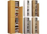 VCM Holz-Schuhschrank Maße: H. 200 x B. 70 x T. 39 cm Allzweckschrank 9 Fächer 4 Drehtüren Aufsatz mit 2 Türen – Lona