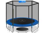 KESSER® - Trampolin TÜV Rheinland GS Zertifiziert Komplettset mit Sicherheitsnetz, Leiter, Randabdeckung, Seitentasche & Zubehör Kindertrampolin Gartentrampolin Belastbarkeit 150 kg