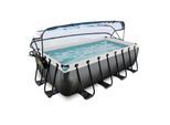EXIT Black Leather Pool 400x200x100cm mit Sandfilterpumpe und Abdeckung - schwarz