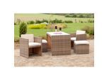 Merxx Tischgruppe Merano 5-tlg. inkl. Kissen, savannagrau