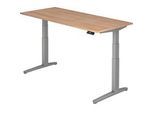 Hammerbacher Sitz-Stehschreibtisch XBHM Walnuss, Silber 1.800 x 800 x 720 mm
