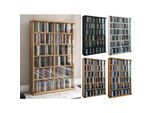 VCM CD Regal Holz CD Schrank mit ESG-Sicherheitsglastüren für 300 CDs oder 130 DVDs oder 72-Videos Maße: H. 92 x B. 60 x T. 18 cm Elegantes DVD Regal Blu ray Regal CD Regal - Roma