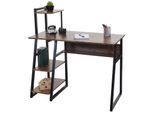 Schreibtisch mit Regal MCW-K68, Laptoptisch Bürotisch Arbeitstisch, MVG-zertifiziert 100x50cm, Metall MDF ~ braun