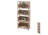 Regal MCW-K86, Standregal Wohnregal, klappbar 4 Ablagen, Holz 110cm ~ braun, Geflecht braun