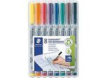 STAEDTLER Lumocolor Non-Permanent Folienstifte Extra Fein Rundspitze Farbig sortiert 8 Stück