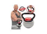 Miweba Sports Kettlebell KB300, verstellbar, 3,4-18 kg, 6 Gewichtscheiben, Easy-Lock-Mechanismus