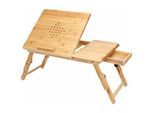 Laptoptisch Bambus mit Schublade Belüftungslöcher Höhenverstellbar 55x35x20-28cm Notebooktisch Bett Couch Sofa - Casaria