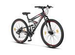 Licorne Bike Strong 2D Premium Mountainbike in 26, 27,5 und 29 Zoll - Fahrrad für Jungen, Mädchen, Damen und Herren - Scheibenbremse vorne und hinten - Shimano 21 Gang-Schaltung - Farbe:Schwarz/Rot;Zoll:29.00