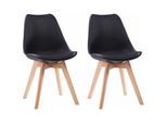 Happy Garden - Lot de 2 chaises scandinaves nora noires avec coussin - black