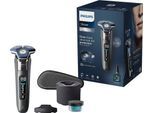 Philips Elektrorasierer Shaver Series 7000 S7887/55, Reinigungsstation, ausklappbarer Präzisionstrimmer, 1 Reinigungskartusche, Etui, Ladestand, mit SkinIQ Technologie, grau