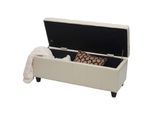 Aufbewahrungs-Truhe Kriens, Sitzbank Bank, Kunstleder, 45x114x45cm ~ creme